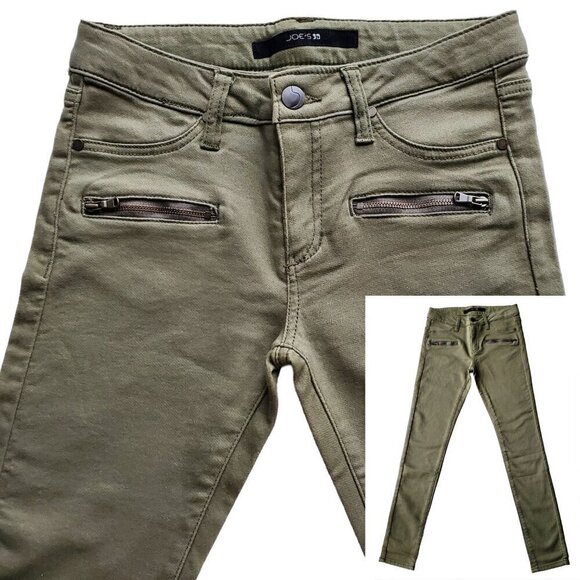 Joe's Jeans Girls' The Rocker Ankle Low-Rise Skinny Olive Green Jeans Big Kid 14 - Picture 1 of 16